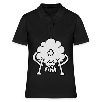 Bauer und Schaf Cartoon-Stil - Frauen Polo Shirt - Schwarz - Vorne - Ailine (174cm)