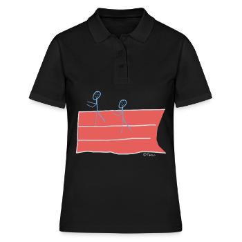 Läufer Strichmännchen, Wettkampf Sprint Sport Spaß - Frauen Polo Shirt - Schwarz - Vorne - Ailine (174cm)