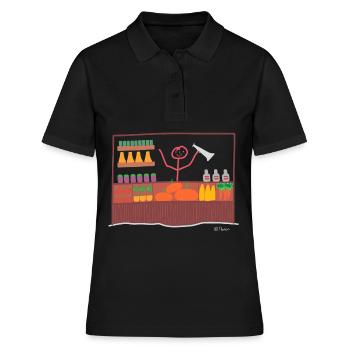 Markt Strichmännchen, Verkäufer Händler Beruf Frau - Frauen Polo Shirt - Schwarz - Vorne - Ailine (174cm)
