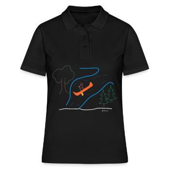 Silhouette de bâton d'eau vive, femme faisant du rafting en canoë sport - Polo Femme - noir - Devant - Ailine (174cm)