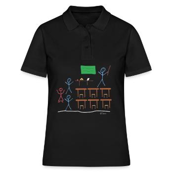 Stick Figure Class, école secondaire - Polo Femme - noir - Devant - Ailine (174cm)