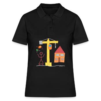 Hausbau Strichfrau Immobilie Kran Bauleter Polier - Frauen Polo Shirt - Schwarz - Vorne - Ailine (174cm)