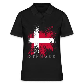 Denmark Dänemark Dansk kopenhagen Flagge Fahne - Frauen Polo Shirt - Schwarz - Vorne - Ailine (174cm)