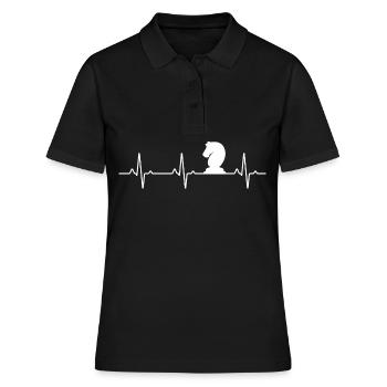 Chess Heartbeat Birthday Hobby Gift Shirt - Women's Polo Shirt - black - Front - Ailine (174cm)