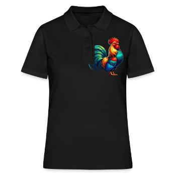 Belle image de coq - Polo Femme - noir - Devant - Ailine (174cm)