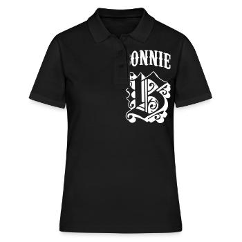 BONNIE & CLYDE Partnerlook - Frauen Polo Shirt - Schwarz - Vorne - Ailine (174cm)