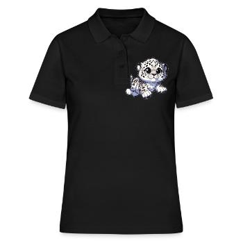 Schneeleopard Leopard Weißer Leopard - Frauen Polo Shirt - Schwarz - Vorne - Ailine (174cm)