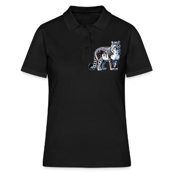 Schneeleopard Leopard Weißer Leopard - Frauen Polo Shirt - Schwarz - Vorne - Ailine (174cm)