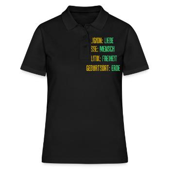 Religion Liebe Rasse Mensch Politik Freiheit - Frauen Polo Shirt - Schwarz - Vorne - Ailine (174cm)