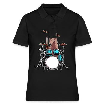 Chat batteur joue des cadeaux de musicien de batterie - Polo Femme - noir - Devant - Ailine (174cm)
