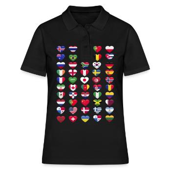 Drapeaux nationaux Drapeaux nationaux Forme du cœur - Polo Femme - noir - Devant - Ailine (174cm)