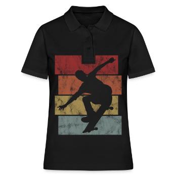 Skateboarder Skateboard Skater Skate Skateing - Polo Femme - noir - Devant - Ailine (174cm)