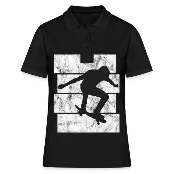 Skateboarder Skateboard Skater Skate Skateing - Polo Femme - noir - Devant - Ailine (174cm)