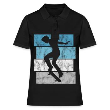 Skateboarder Skateboard Skater Skate Skateing - Polo Femme - noir - Devant - Ailine (174cm)