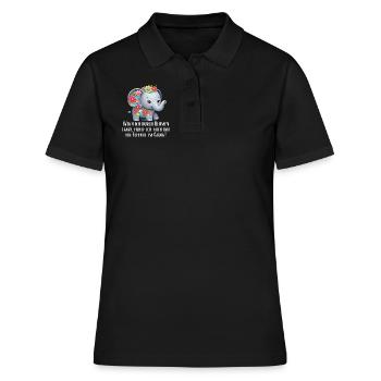 Süßer Elefant mit Blumen und Spruch - Frauen Polo Shirt - Schwarz - Vorne - Ailine (174cm)