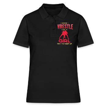 Ringen, Ringen Freistil Ringen, Ringer, - Frauen Polo Shirt - Schwarz - Vorne - Ailine (174cm)