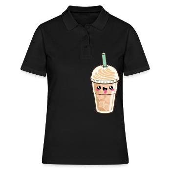 Café Latte Glacé Kawaii - Polo Femme - noir - Devant - Ailine (174cm)