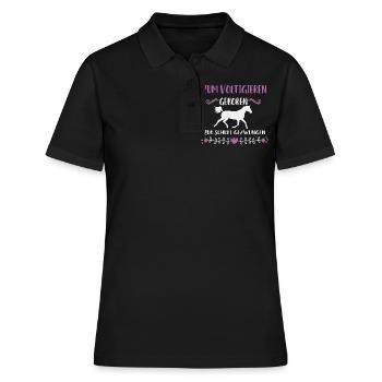 Zum Voltigieren geboren zur Schule gezwungen - - Frauen Polo Shirt - Schwarz - Vorne - Ailine (174cm)