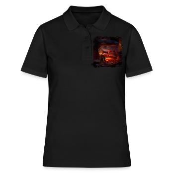 Quand je grille, j’ai des envies de viande - Polo Femme - noir - Devant - Ailine (174cm)