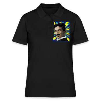Nicola Tesla popart - Frauen Polo Shirt - Schwarz - Vorne - Ailine (174cm)