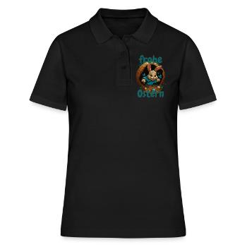 frohe Ostern Osterhase im Osterkorb Hase Easter - Frauen Polo Shirt - Schwarz - Vorne - Ailine (174cm)