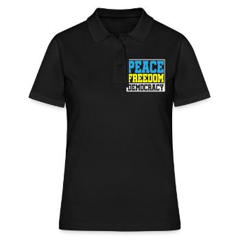 | changeable de couleur Paix Liberté Démocratie - Polo Femme - noir - Devant - Ailine (174cm)