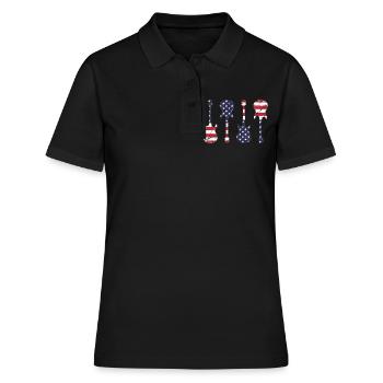 Country Musique Rétro Vintage Guitare - Polo Femme - noir - Devant - Ailine (174cm)