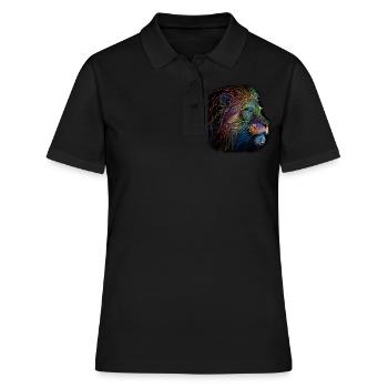 Lion Big Cat Animals Gift Art Animal Motif - Women's Polo Shirt - black - Front - Ailine (174cm)