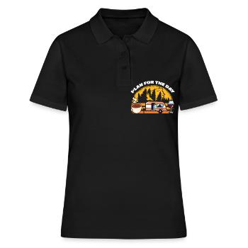 Plan Für Den Tag Kaffee Camping Trinken Wein - Frauen Polo Shirt - Schwarz - Vorne - Ailine (174cm)