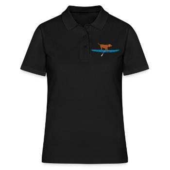 SUP DOG Stand Up Paddling Hund auf Supboard - Frauen Polo Shirt - Schwarz - Vorne - Ailine (174cm)