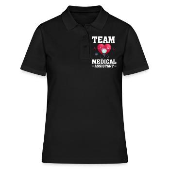 Team Medizinische Fachangestellte Herzschlag - Frauen Polo Shirt - Schwarz - Vorne - Ailine (174cm)