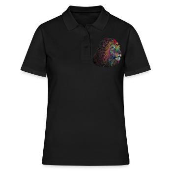 Löwe Bunt Tiere Geschenk Kunst Tiermotiv - Frauen Polo Shirt - Schwarz - Vorne - Ailine (174cm)