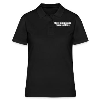 Reiten - Pferde schenken uns Freude und Glück - Frauen Polo Shirt - Schwarz - Vorne - Ailine (174cm)