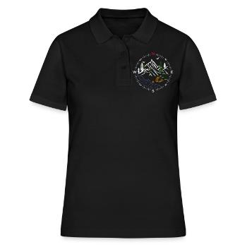Forest Wald Kompass Fluss Zelten Zelt Wälder Natur - Frauen Polo Shirt - Schwarz - Vorne - Ailine (174cm)