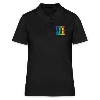 Contre les nazis - FCK AFD - Contre la droite - LGBTQ - Polo Femme - noir - Devant - Ailine (174cm)