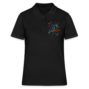 L’amour, c’est l’amour ! Déclaration Gay Pride LGBTQI+ - Polo Femme - noir - Devant - Ailine (174cm)