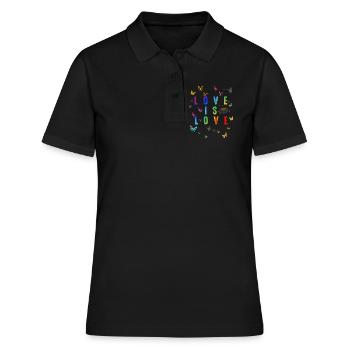 L’amour, c’est l’amour ! Déclaration Gay Pride LGBTQI+ - Polo Femme - noir - Devant - Ailine (174cm)
