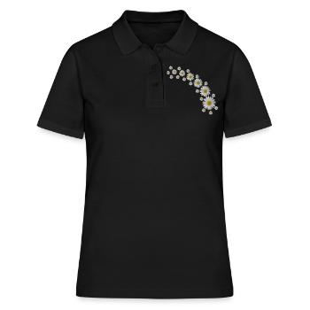 Marguerites Ranke, fleurs blanches, fleurs, floral, - Polo Femme - noir - Devant - Ailine (174cm)