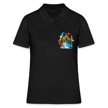 Sheltie Wasserfarben Bunt - Frauen Polo Shirt - Schwarz - Vorne - Ailine (174cm)
