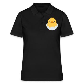 Piep Küken Ostern Ente Huhn Hühnchen Ei Osterei - Frauen Polo Shirt - Schwarz - Vorne - Ailine (174cm)