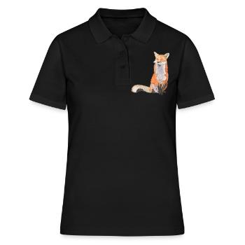Fox sitting satisfait Renard intelligent - Polo Femme - noir - Devant - Ailine (174cm)
