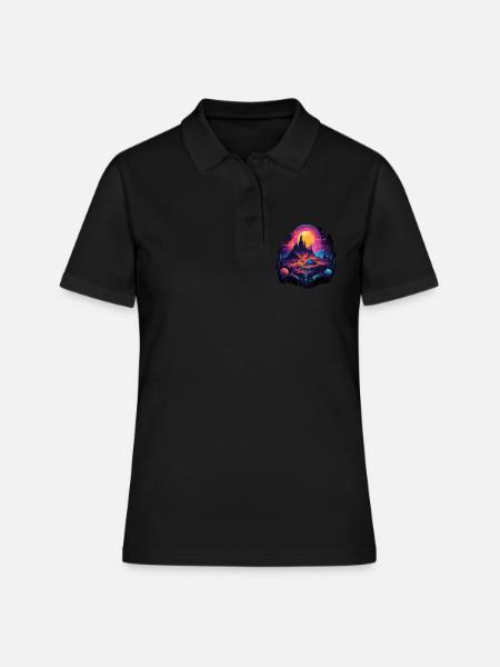 Futuristisch leven op planeten - Vrouwen poloshirt - zwart