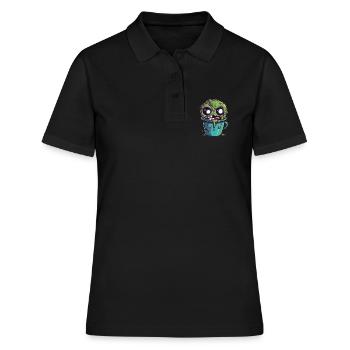 Tasse à café d’Halloween - tasse à café effrayante - Polo Femme - noir - Devant - Ailine (174cm)