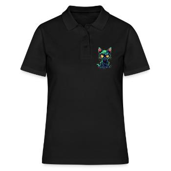 Chat zombie d’Halloween - Chat effrayant mignon - Polo Femme - noir - Devant - Ailine (174cm)