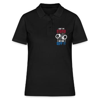 Ich kann nicht dumm reparieren, aber ich kann es in Handschellen legen - - Frauen Polo Shirt - Schwarz - Vorne - Ailine (174cm)