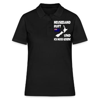 Neuseeland Ruft Und Ich Muss Gehen Backpacker - Frauen Polo Shirt - Schwarz - Vorne - Ailine (174cm)