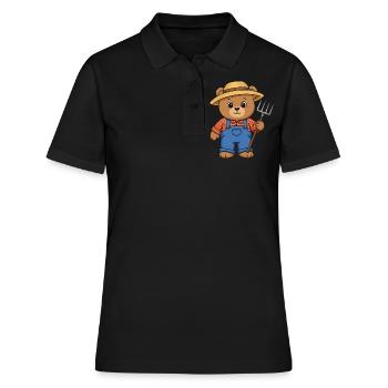 Teddybär Farmer - Frauen Polo Shirt - Schwarz - Vorne - Ailine (174cm)