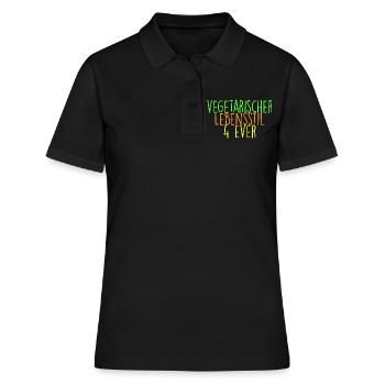 vegetarischer Lebensstil 4 ever - Frauen Polo Shirt - Schwarz - Vorne - Ailine (174cm)