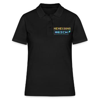memecoins -> reich - Frauen Polo Shirt - Schwarz - Vorne - Ailine (174cm)