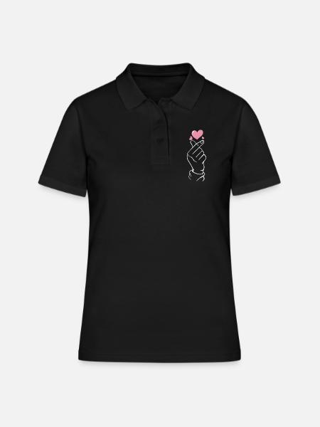 Coeur de doigt K-pop - Polo Femme - noir